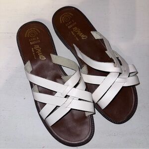 Vintage White Romano Demi 2 Slides Sandals Shoes {9.5} Italy